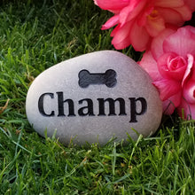 Load image into Gallery viewer, Pet Memorial Stone for Dogs - Personalized Pet Gravestone or garden memorial engraved with pet's name and a dog bone